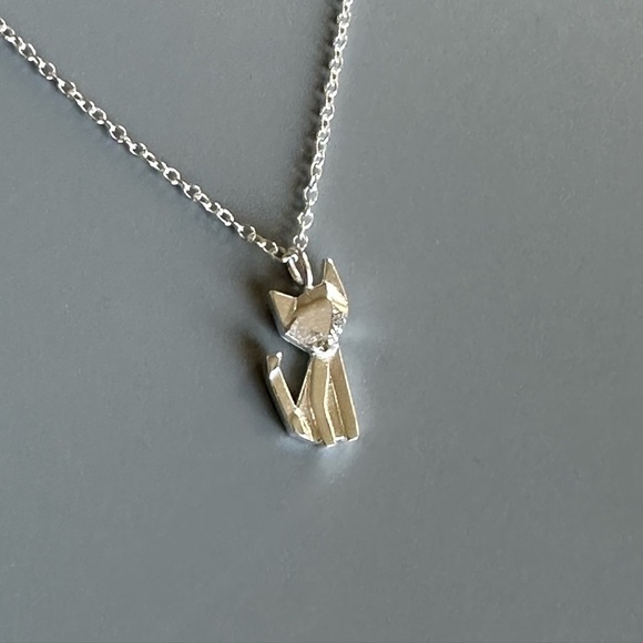 Sterling Silver Origami Fox Necklace - Picture 4 of 9